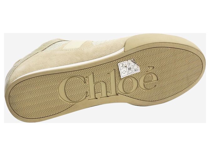 Chloé Armygrüne Kick-Mesh-Ledersneaker - Größe EU 38 - Ansicht 4