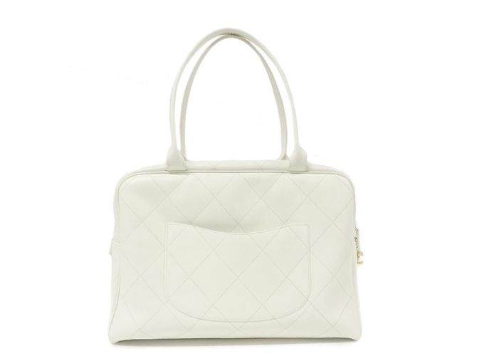 Timeless Borsa Boston in pelle di vitello Chanel Bianco Gold hardware - vista 2