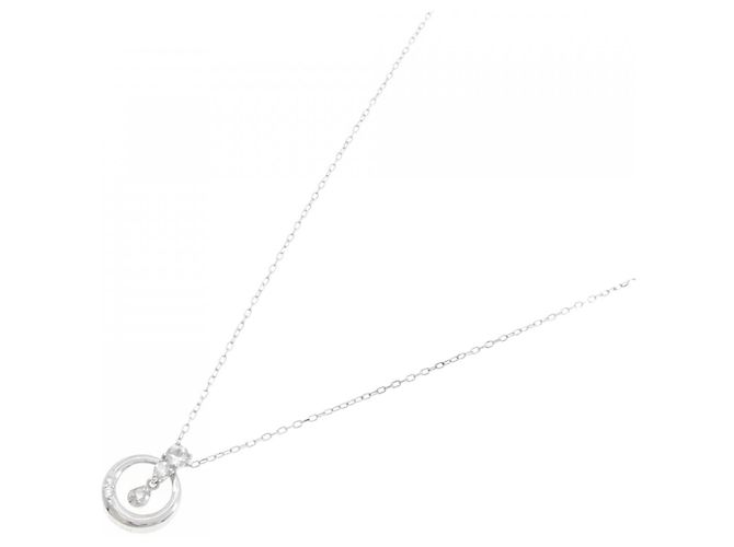 Autre Marque Collana in oro bianco K10 con topazio bianco e diamante Argento - vista 2