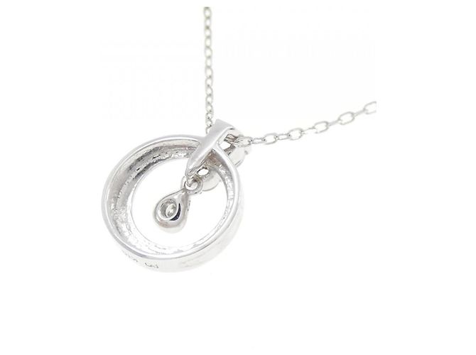 Autre Marque Collana in oro bianco K10 con topazio bianco e diamante Argento - vista 4