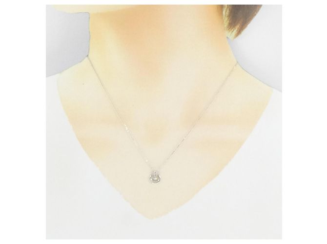 Autre Marque Collana in oro bianco K10 con topazio bianco e diamante Argento - vista 6
