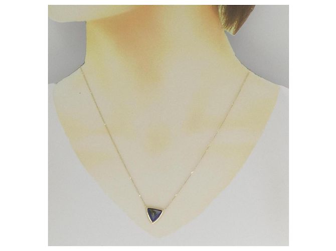 Autre Marque Collana agete in oro giallo K10 con labradorite e lapis lazzuli D'oro - vista 6