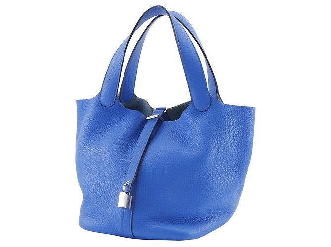 Borsa Hermès Picotin Lock in taurillon Clémence Blu - vista 2