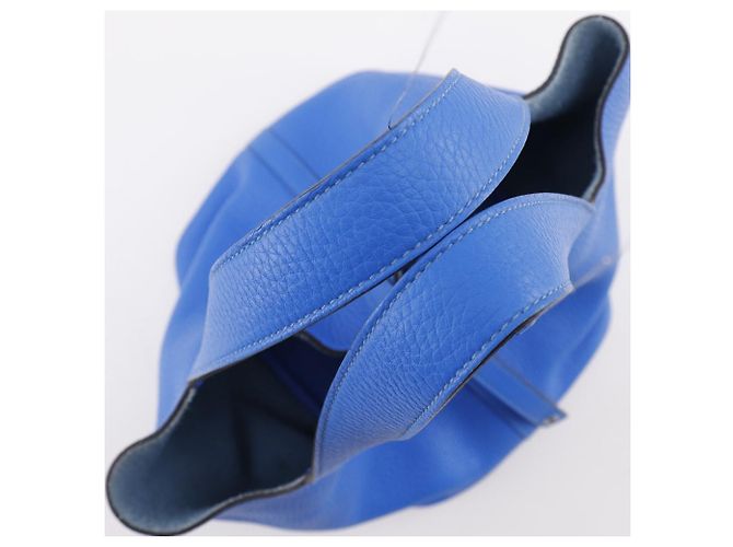 Borsa Hermès Picotin Lock in taurillon Clémence Blu - vista 8