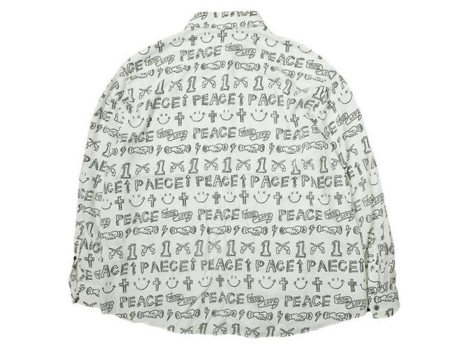 Autre Marque Rayon-Polyester-Hemd mit Graffiti-Druck von roarguns Weiß - Ansicht 2