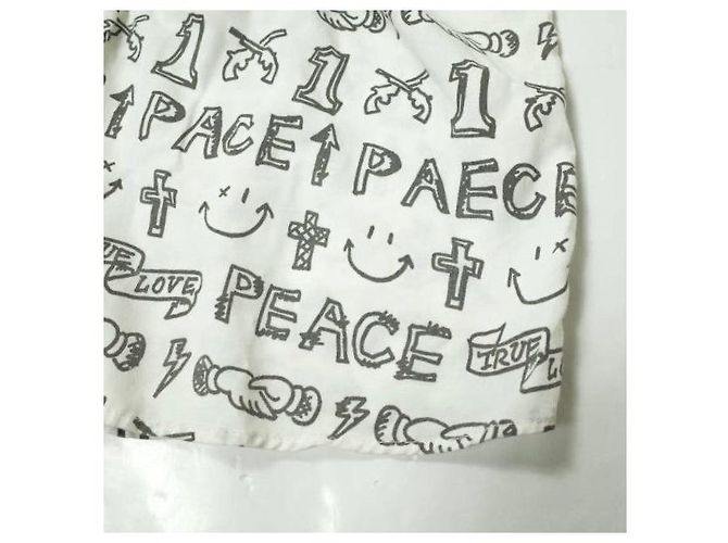 Autre Marque Rayon-Polyester-Hemd mit Graffiti-Druck von roarguns Weiß - Ansicht 4