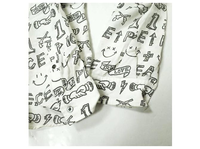 Autre Marque Rayon-Polyester-Hemd mit Graffiti-Druck von roarguns Weiß - Ansicht 5