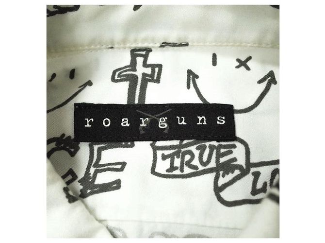 Autre Marque Rayon-Polyester-Hemd mit Graffiti-Druck von roarguns Weiß - Ansicht 6