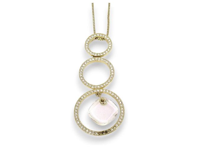 Colar Pendente de Anel Swarovski Dourado - vista 2