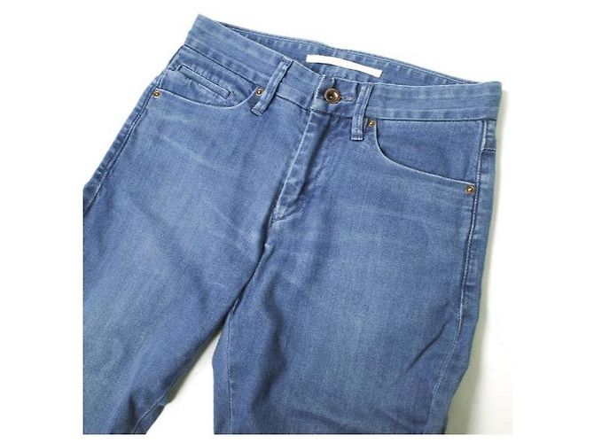 Autre Marque Pantalon en denim stretch en coton tapered Bleu Bleu Marine - vue 4