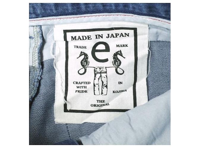 Autre Marque Pantalon en denim stretch en coton tapered Bleu Bleu Marine - vue 9