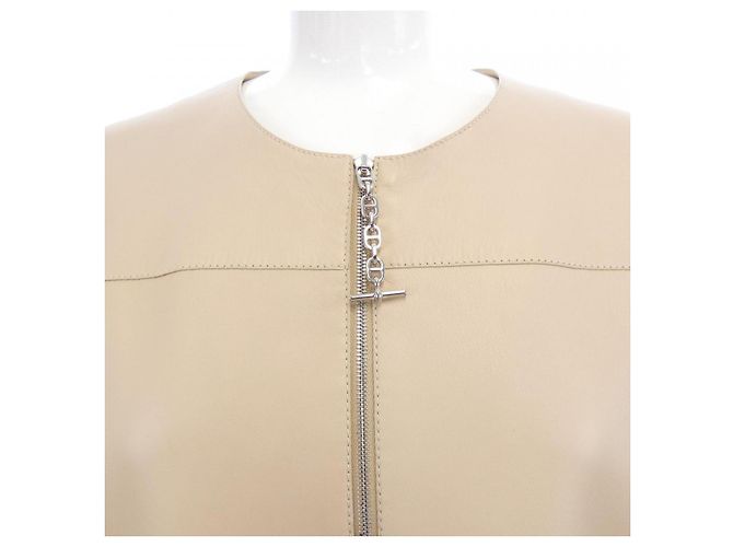 Hermès Hermes Lederkleid Beige - Ansicht 5
