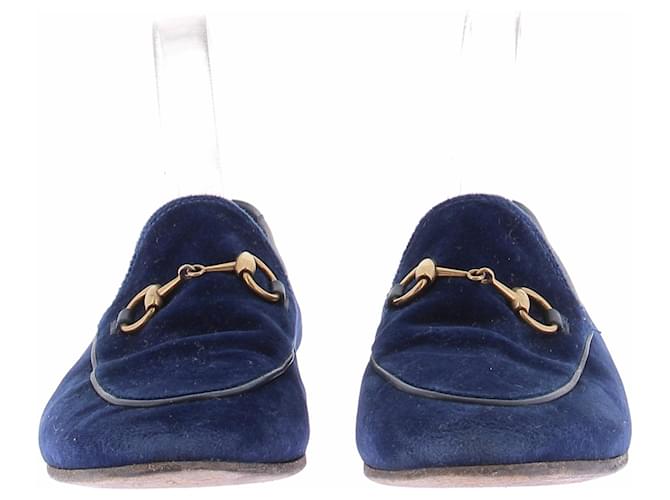 Gucci Mocassini blu in velluto - vista 4