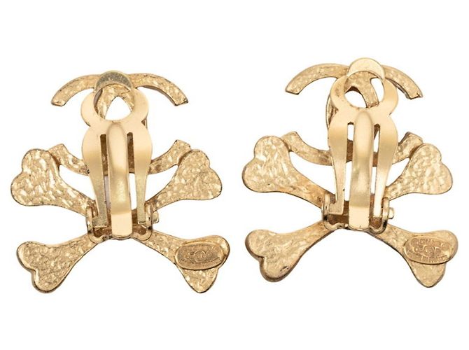 Orecchini in osso con il logo Coco di Chanel Beige D'oro - vista 2