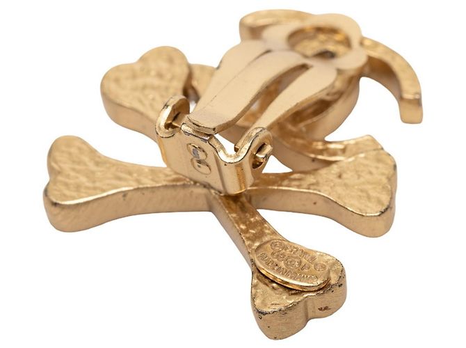 Orecchini in osso con il logo Coco di Chanel Beige D'oro - vista 3