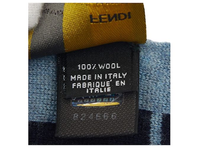 Stola in lana navy con logo FF Zucca di Fendi Blu navy - vista 4
