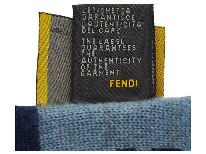 Stola in lana navy con logo FF Zucca di Fendi Blu navy - vista 5