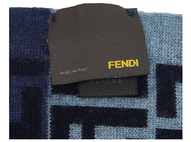 Stola in lana navy con logo FF Zucca di Fendi Blu navy - vista 6