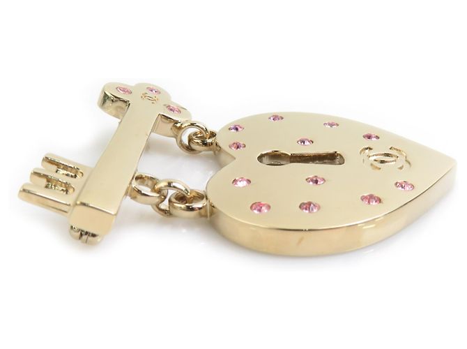 Spilla Cuore con Lucchetto e Chiave Chanel Rosa D'oro - vista 2