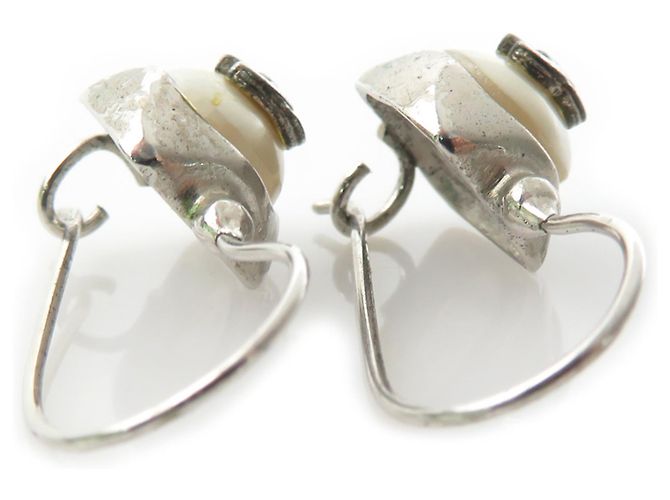 Orecchini a goccia Chanel bianco sporco e argento - vista 5