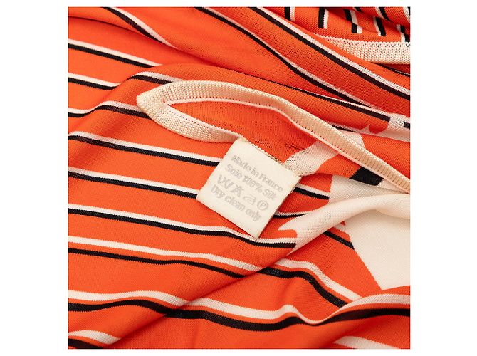 Foulard in seta Hermès Arancione Triangolare H Au Galop Rosso - vista 4