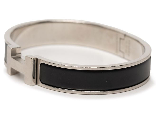 Bracciale PM Clic H in smalto nero stretto Hermès - vista 2
