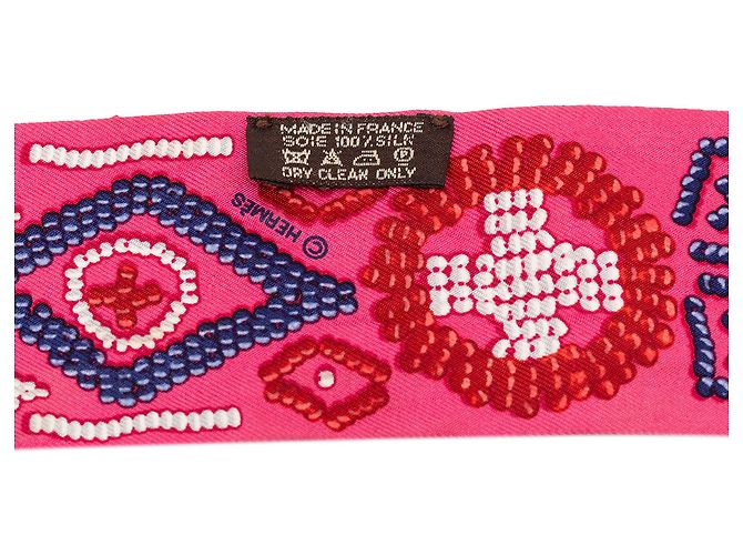 Hermès Pink Kelly en Perles Silk Twilly Scarf - view 2