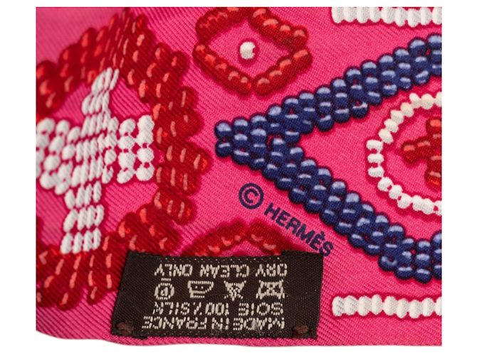 Hermès Pink Kelly en Perles Silk Twilly Scarf - view 3