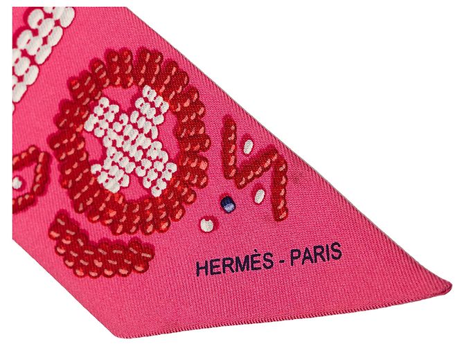 Hermès Pink Kelly en Perles Silk Twilly Scarf - view 4