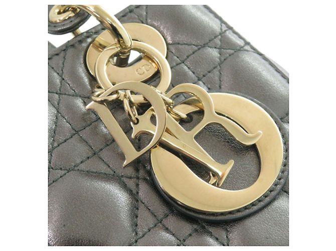 Dior Grigio Piccola Cannage in Agnello Metallico My ABCDior Lady Dior Marrone - vista 11