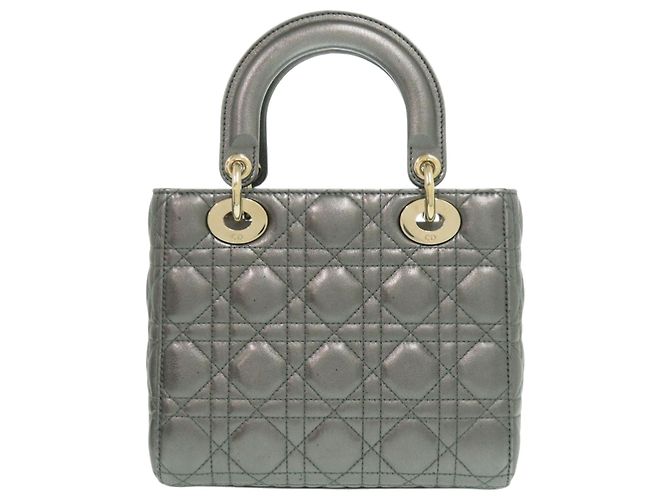 Dior Grigio Piccola Cannage in Agnello Metallico My ABCDior Lady Dior Marrone - vista 2