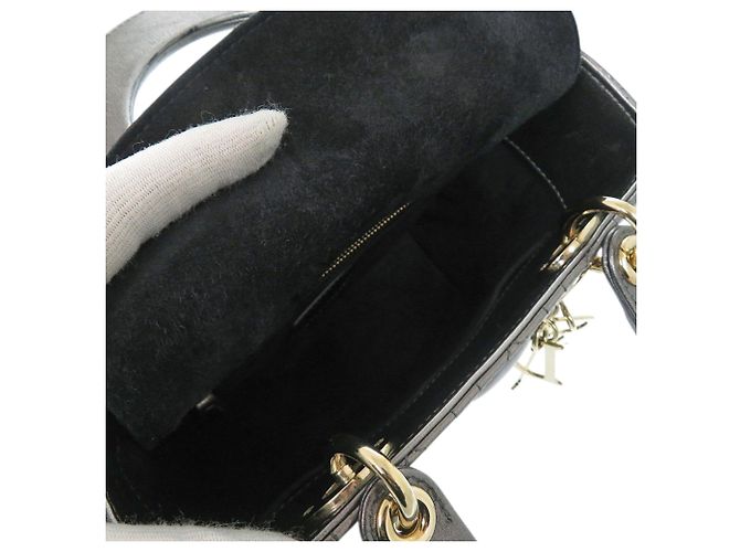 Dior Grigio Piccola Cannage in Agnello Metallico My ABCDior Lady Dior Marrone - vista 4