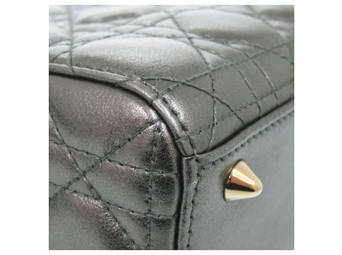 Dior Grigio Piccola Cannage in Agnello Metallico My ABCDior Lady Dior Marrone - vista 6