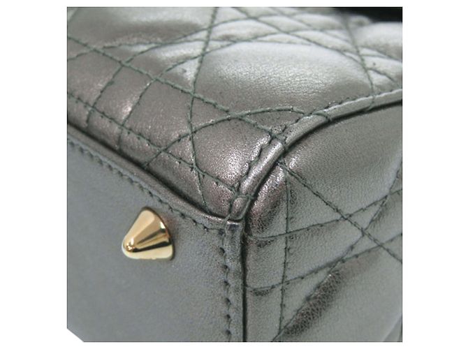 Dior Grigio Piccola Cannage in Agnello Metallico My ABCDior Lady Dior Marrone - vista 7