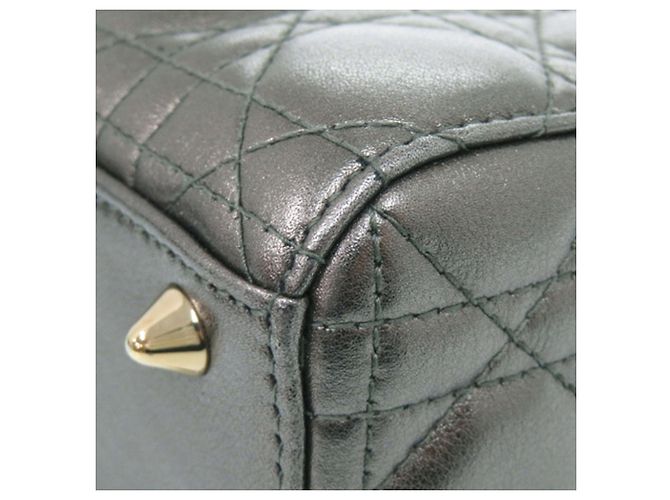 Dior Grigio Piccola Cannage in Agnello Metallico My ABCDior Lady Dior Marrone - vista 8