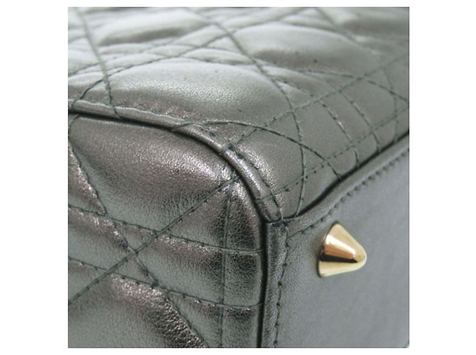 Dior Grigio Piccola Cannage in Agnello Metallico My ABCDior Lady Dior Marrone - vista 9