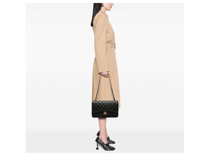 Chanel Nero Jumbo Classico Caviar Doppio Flap - vista 7