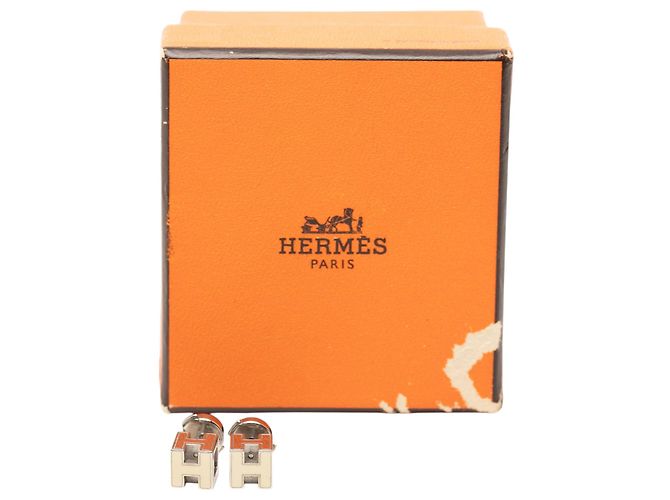 Orecchini Hermès Cage D H Cube in Argento Placcato Palladio - vista 6