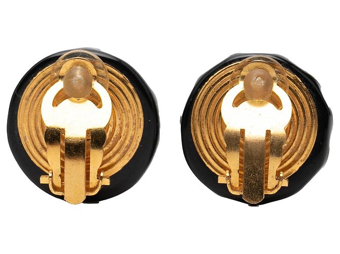 Orecchini a clip in resina nera e placcati oro CC di Chanel Nero - vista 2