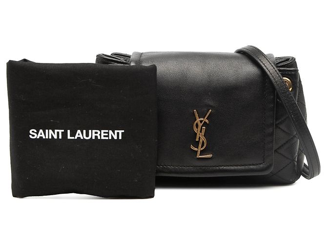 Bolsa Nolita Monograma em Couro de Cordeiro Matelassado Preto Saint Laurent - vista 8