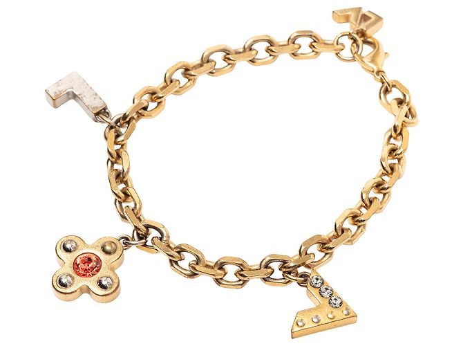 Bracciale Charm Love Letters in ottone placcato oro e strass Louis Vuitton D'oro - vista 2