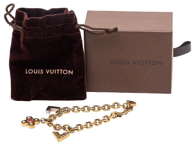 Bracciale Charm Love Letters in ottone placcato oro e strass Louis Vuitton D'oro - vista 9