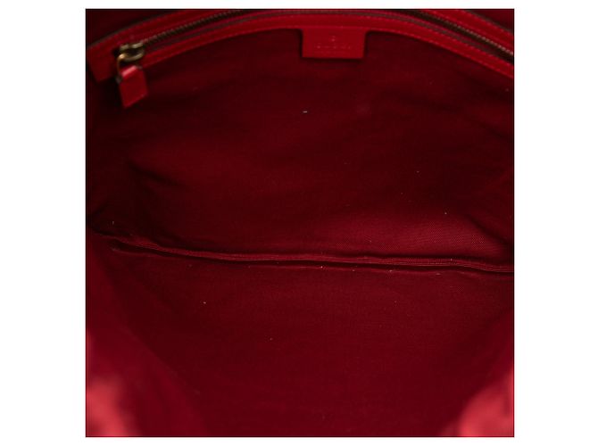 Gucci Red Canvas Sylvie Baiadera Web Drawstring Backpack - view 4