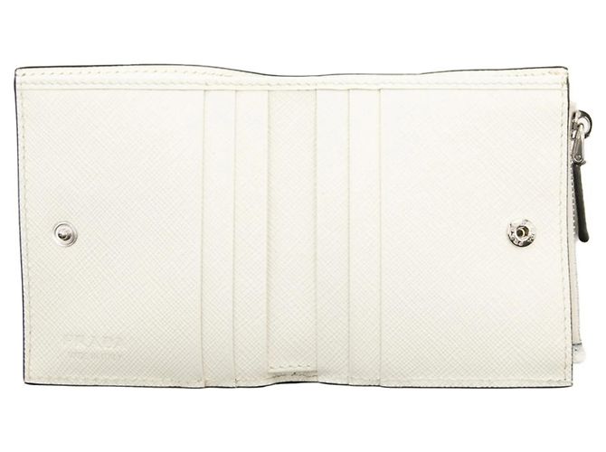 Saffiano Prada Dreieckslogo Geldbörse im Bi-Fold-Design Weiß - Ansicht 4