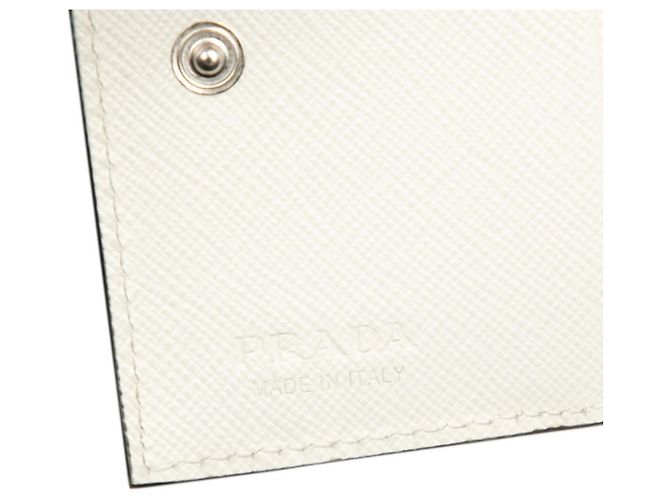 Saffiano Prada Dreieckslogo Geldbörse im Bi-Fold-Design Weiß - Ansicht 6
