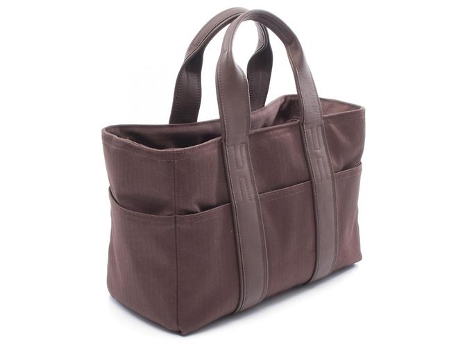 Borsa in pelle e tela Acapulco PM di Hermès Marrone - vista 5