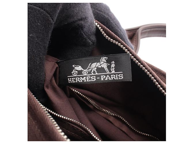 Borsa in pelle e tela Acapulco PM di Hermès Marrone - vista 6