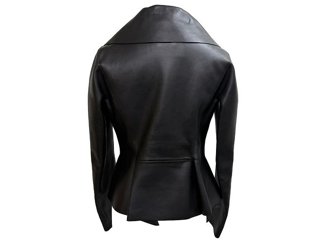 Giacca Peplum Givenchy in Pelle Nera Nero - vista 3