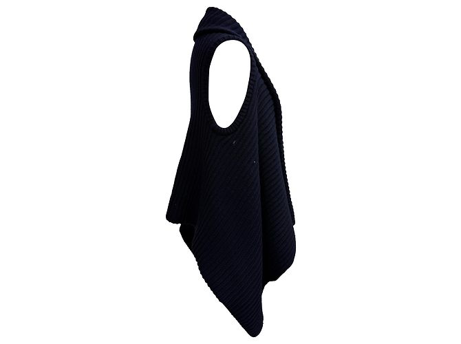 Die gerippte Strickweste The Row aus blauer Wolle Marineblau - Ansicht 2