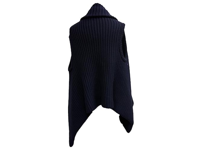 Die gerippte Strickweste The Row aus blauer Wolle Marineblau - Ansicht 3
